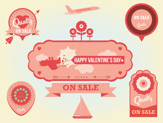 valentines day vintage labels and signs
