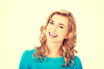 Naklejka premium Young casual woman style. Studio portrait