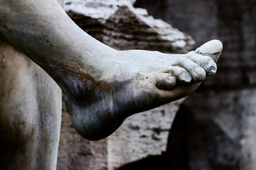 Detail of the foot of Statue in Bernini's Fountain