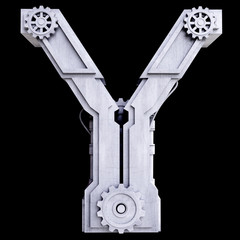 Iron mechanical black letters scratched metal