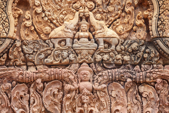 Carving of Banteay Srey temple, Cambodia
