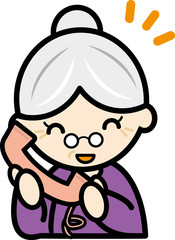 電話するおばあさん