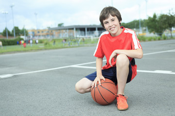Young Boy In Basketball who having fun