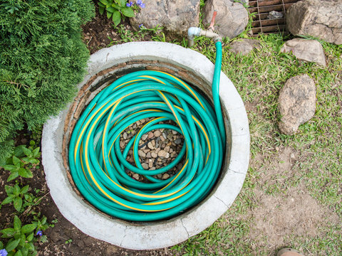 Green Rubber Tube Keep In The Concrete Pipe