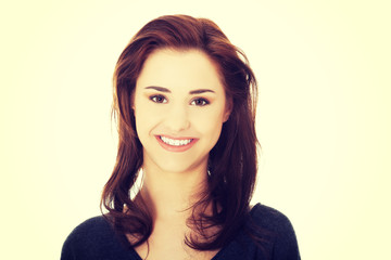 Naklejka premium Young casual woman style. Studio portrait