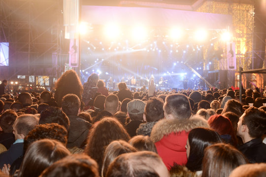 People in a crowd having fun on a concert