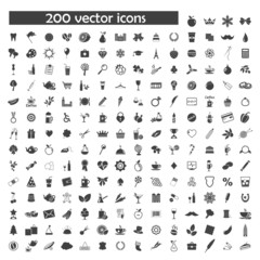 Fototapeta na wymiar big vector set of 200 object icons