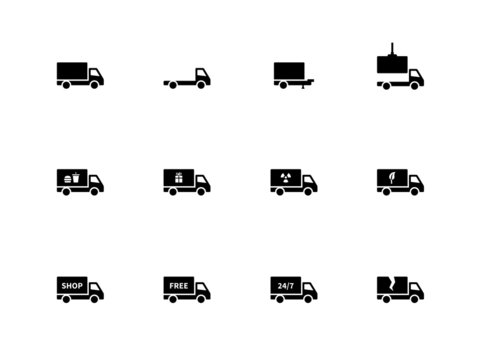Truck icons on white background.