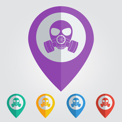 Vector biohazard mask sign in pin