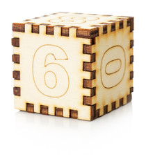 wooden toy cube isolated on the white background