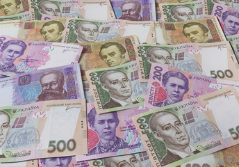 Ukrainian banknotes background
