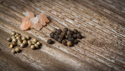 Spices on wooden background