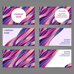 Set 5 of 3 horizontal business cards with 2 sides.