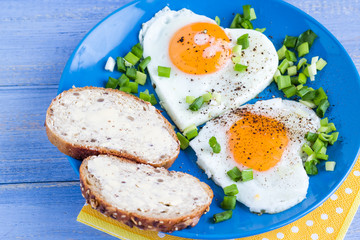 Valentines delicious breakfast fried eggs hearts