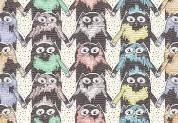 Seamless pattern with cute cats for children or kids