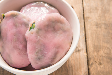 Fototapeta premium dumpling with garlic chives - Thai snack (Chinese chive) on dish