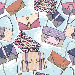 Cute seamless fashion pattern for girls or woman. Background wit - 77955503