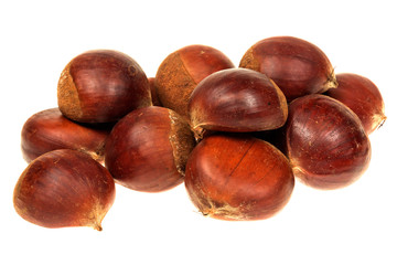 Fresh chestnuts isolated on white