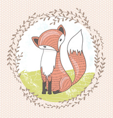 Cute little fox illustration for children