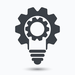 Bulb cogs vector icon, light bulb logo