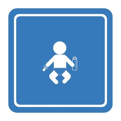 Bébé dans un panneau bleu