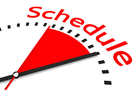 clock with red seconds hand area schedule illustration