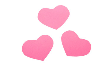 Pink paper Saint Valentines hearts isolated