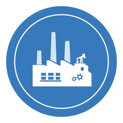 Naklejka premium Usine de production dans un panneau rond