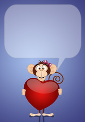 Funny monkey with heart