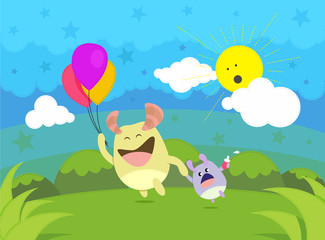 Happy Time Illustration Character