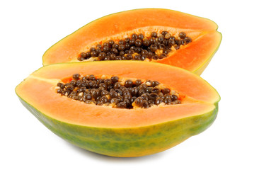 papaya fruit  isolated on white