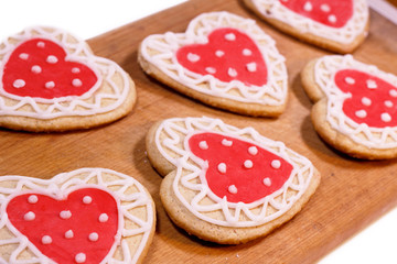 Heart with icing. Homemade biscuits for loving