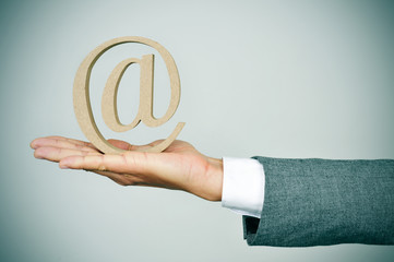 businessman with an at sign