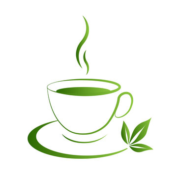 Tea cup icon green grad