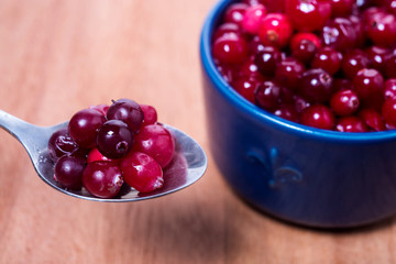 cranberries in a blue bowl