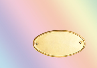 Ovales Schild / Goldschild / Pastellhintergrund