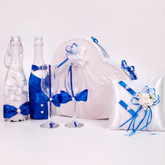 Свадебный синий декоративный набор
