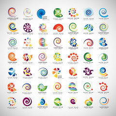 Unusual Spirals Set - Isolated On Gray Background