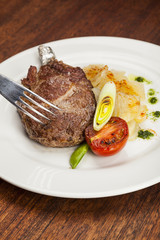 Grilled beef steak, Chuletón with potatoes