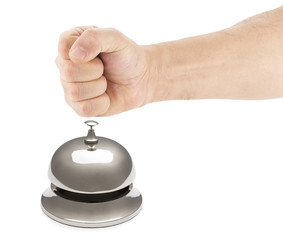 Male Fist Hitting Service Bell