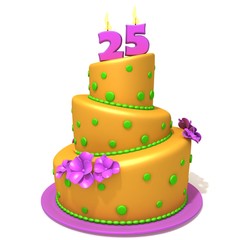 Birthday cake with number twenty five
