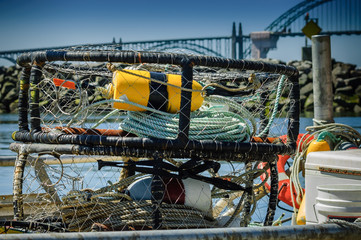 Fisherman gears in a port of Newport,