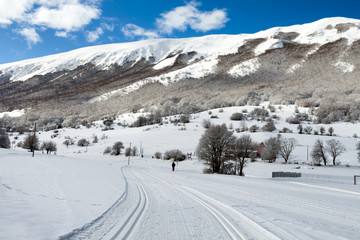 Fototapeta na wymiar Cross -Country Ski Slope Abruzzi Italy