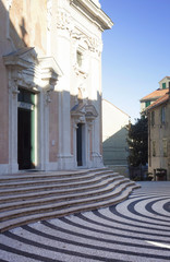 Obraz premium Piazza della Concordia and church in Albissola Marina, Liguria