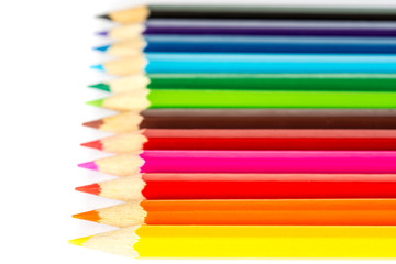 Colored pencils on an isolated background