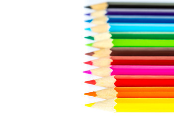Colored pencils on an isolated background