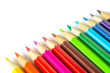 Colored pencils on an isolated background