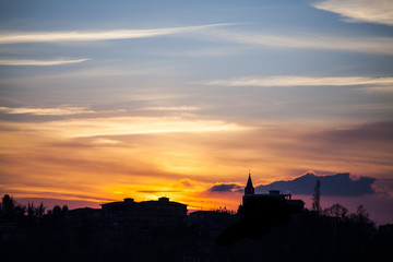Spectacular sunset with the bright and warm colors