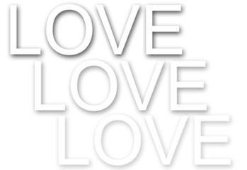 The word love written on white background