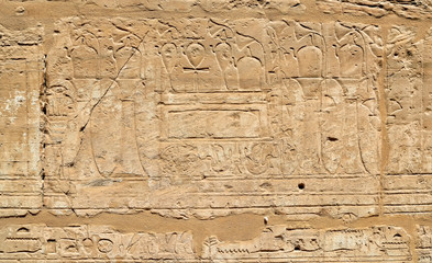 Egypt hieroglyph wall of ancient Karnak Temple, Luxor, Egypt